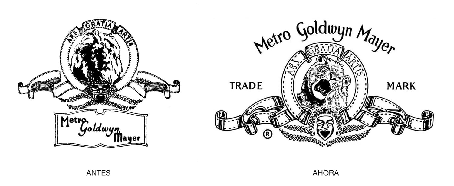 Logo antiguo y actual de la Metro Goldwyn Mayer.